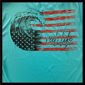 Reel Life Long Sleeve Sun Shirt UV T-Shirt - Horizion Blue Men’s SZ M